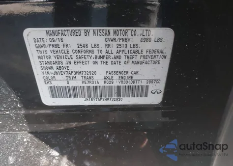 2017 Infiniti Q50 3.0T Premium из США, поврежденный, VIN JN1EV7AP3HM732920